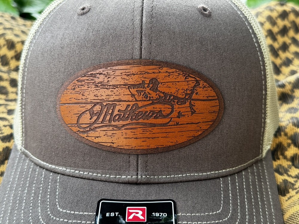 Leather Patch Trucker Hat - Mathews Archery Oval
