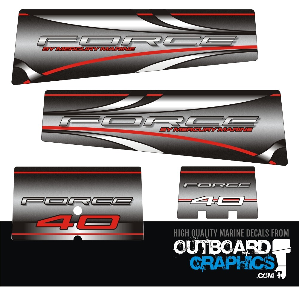 Mercury Force 40hp outboard decals/sticker kit - fades style