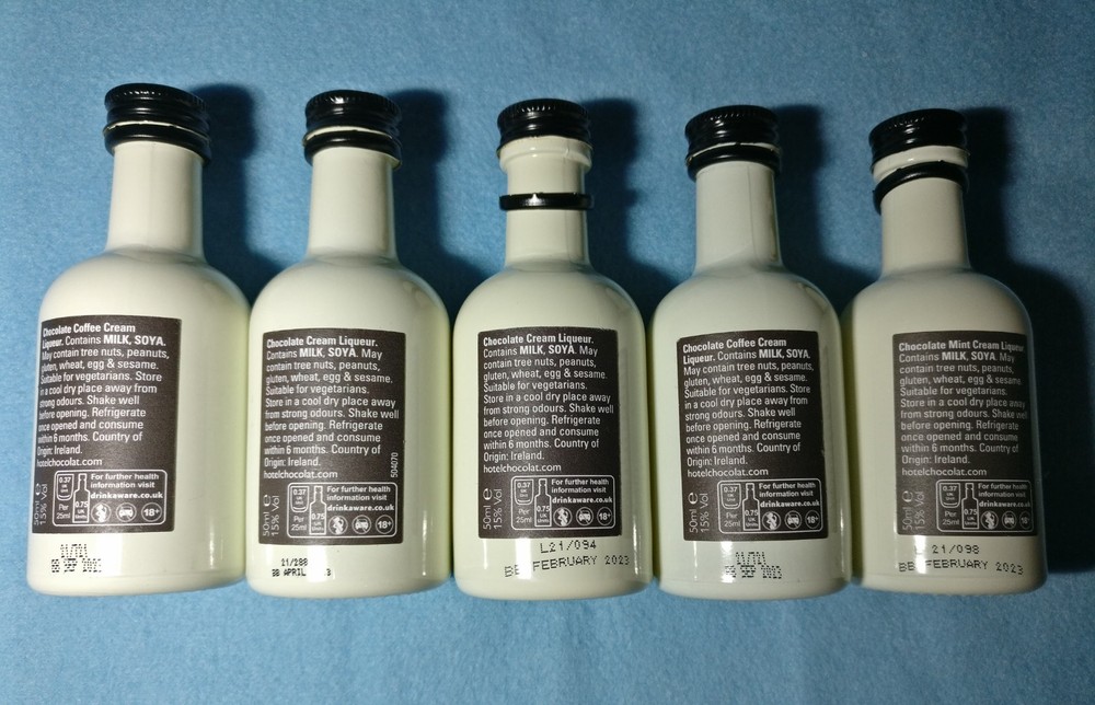 9 Empty Hotel Chocolat Miniature Bottles
