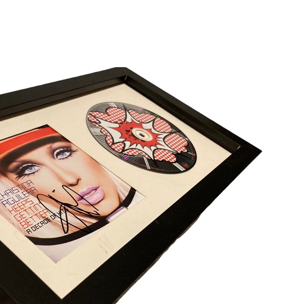 CHRISTINA AGUILERA SIGNED AUTOGRAPH KEEPS GETTIN BETTER HITS FRAMED CD JSA COA