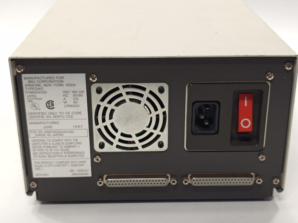 Vintage IBM 3363 optical WORM drive - chip on bezel