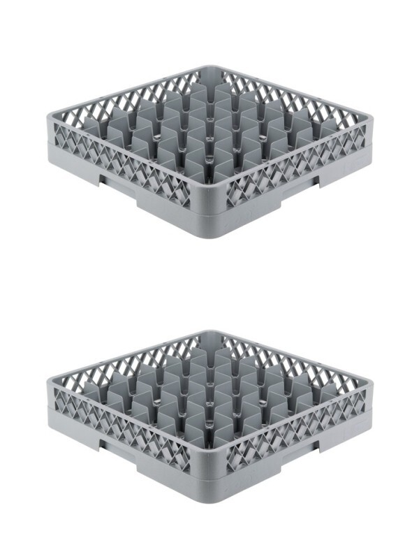 2 PACK Restaurant Dishwasher Full-Size Glass Rack with 36 Compartments