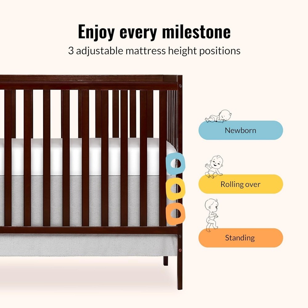 Modern Espresso Convertible Crib with Safety Certifications & Easy Assembly