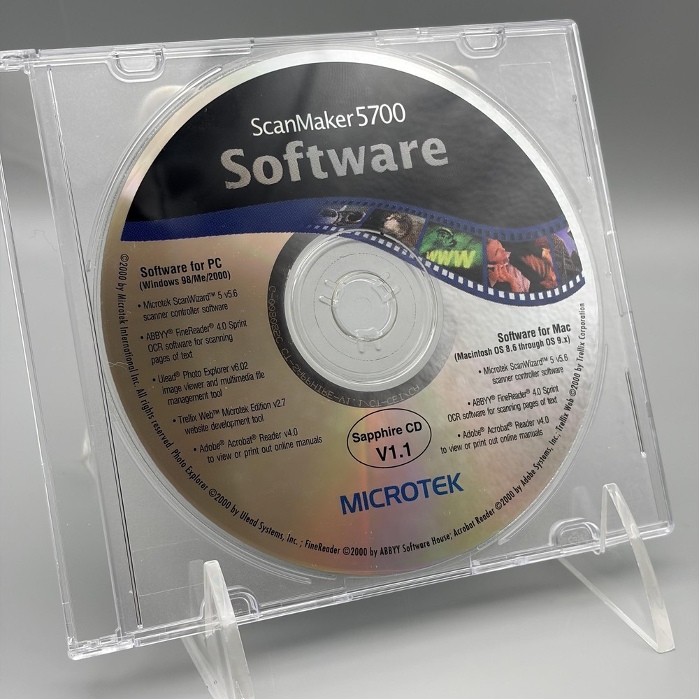 Vintage 2000 Microtek ScanMaker 5700 Software CD Sapphire V1.1 Mac & Windows