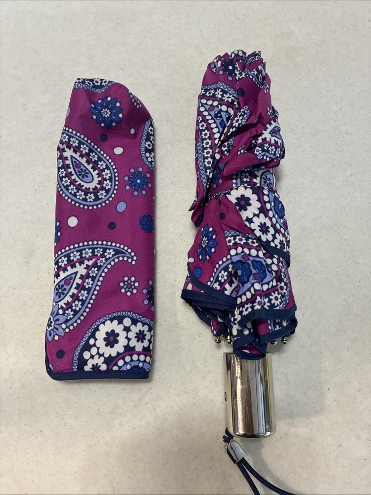 Vera Bradley Automatic Open/Close Umbrella Violet Paisley