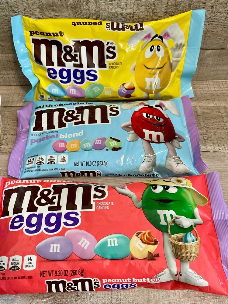 Easter M&M's Peanut Butter, Peanut & Plain with an Easter Candy Dish