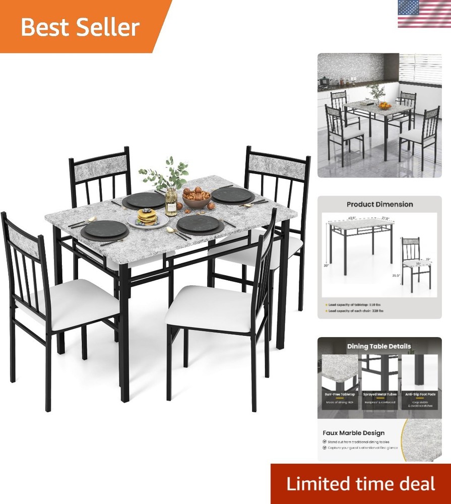 Modern Space-Saving Kitchen Table Set for 4 – Durable Metal Frame Included