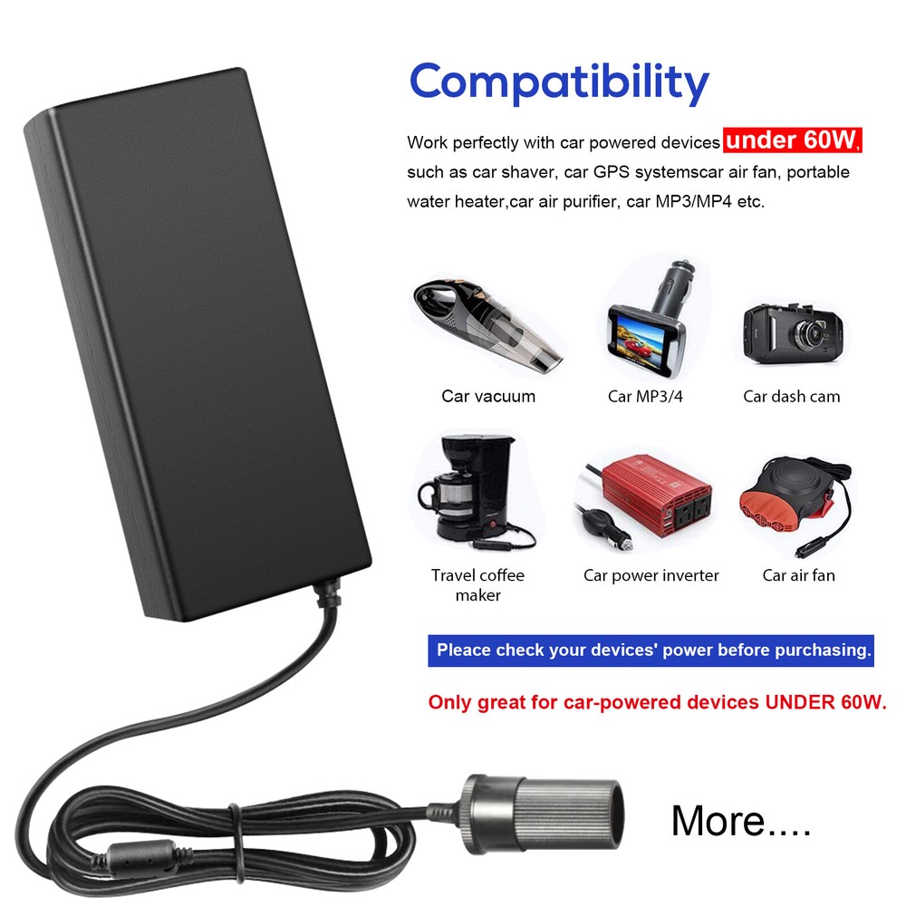 AC to DC 12V 5A 10A Car Charger Cigarette Lighter Socket Adapter Power Converter