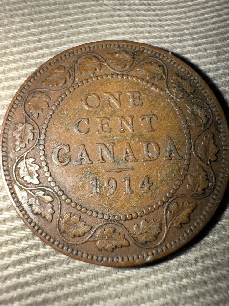 1914 George V Large One Cent Copper Coin - Canada
