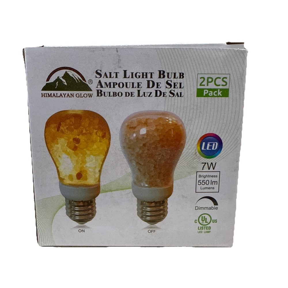 Himalayan Glow Salt Light Bulbs 60-Watt Equivalent, Warm Amber Glow - 2 Pack