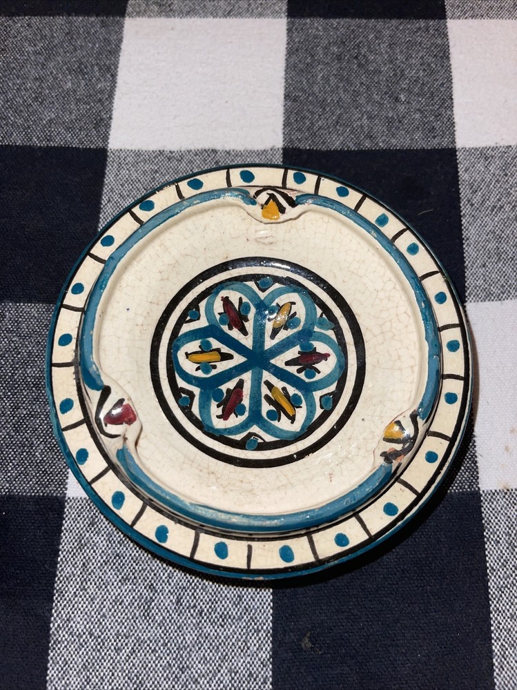 Vintage Chinese Ashtray, Glazed Stoneware,  5” Handmade!