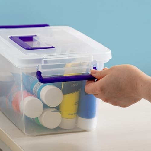 5 Qt. Plastic Craft Storage Container Bins with 5 Qt. - 6 Pack STACK & CARRY