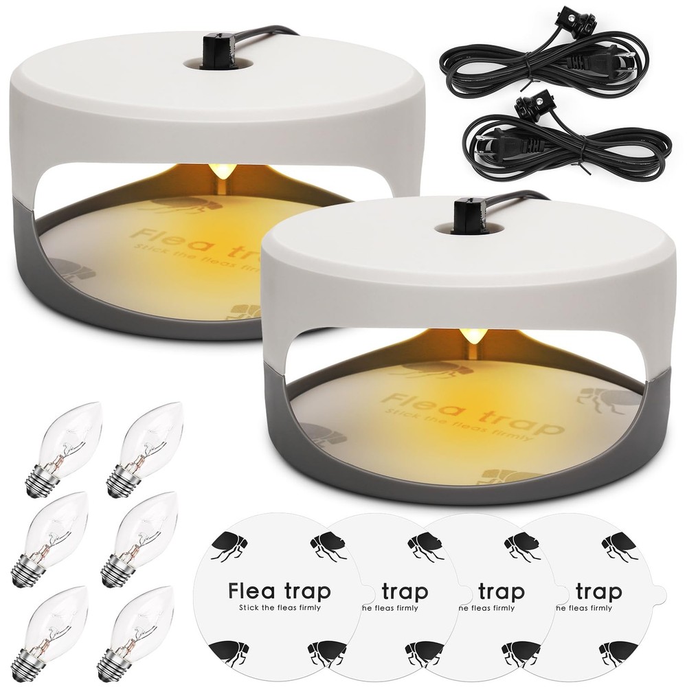 Flea Traps for Inside Your Home, 2 Pack Flea Trap with Sticky Pads Refills & ...
