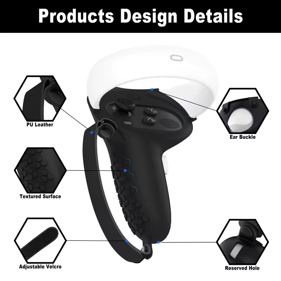 Oculus Quest 2 Controllers Grip Cover Set with Strap Also fits Pimax Controllers