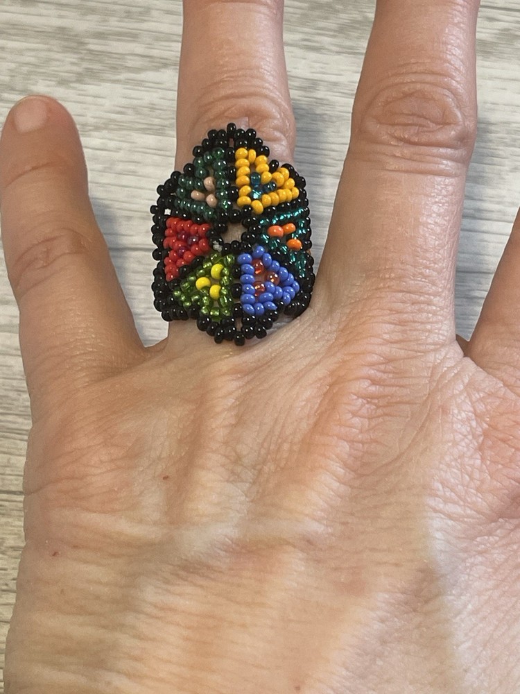 Handcrafted Wide Beaded Boho Ring