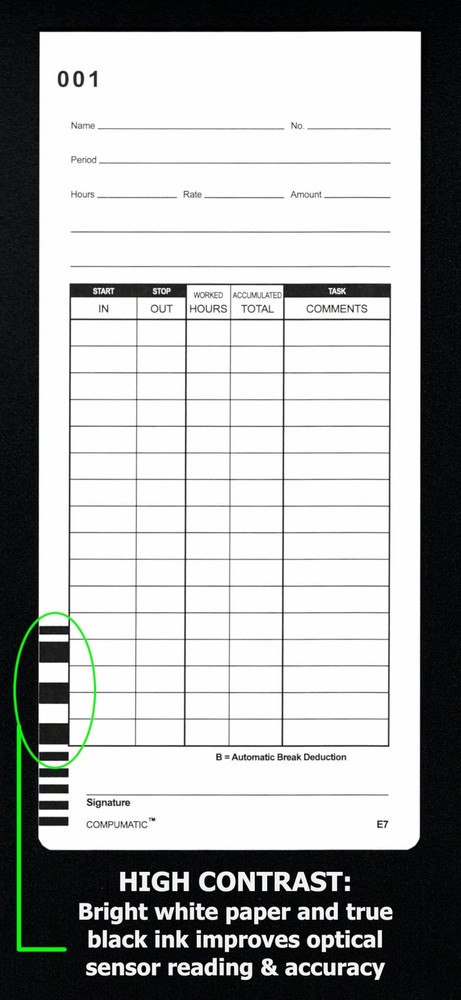 1000 Lathem 7000E 7500E Time Clock Cards, E7 Compatible