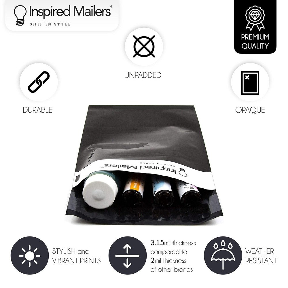 Inspired Mailers - Poly 6x9-100 Pack - 6x9" - 100 Pack, Solid Black