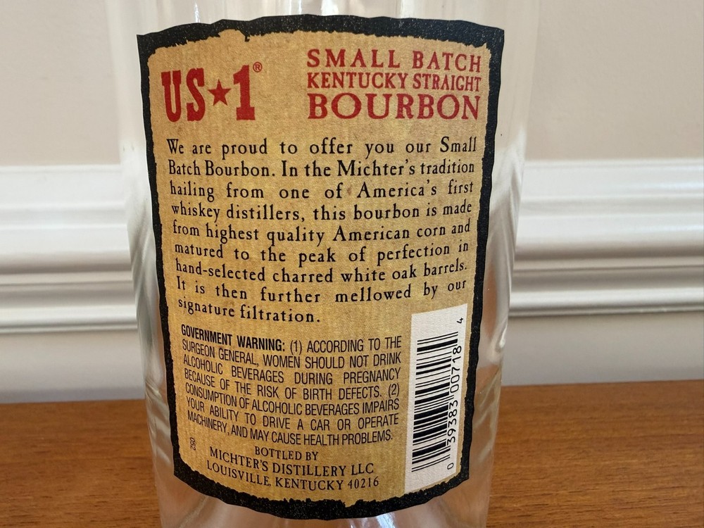 Mcihter's Bourbon Whiskey, 750 ml empty bottle
