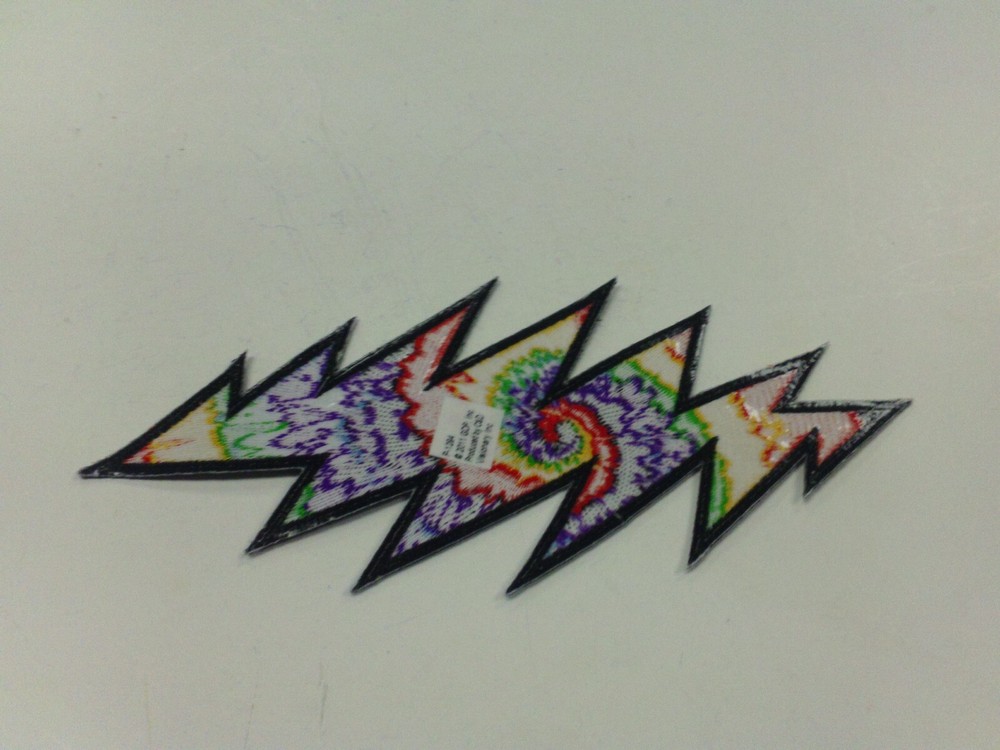 GRATEFUL DEAD TYE DYE LIGHTING BOLT EMBROIDERED PATCH 10" X 5"