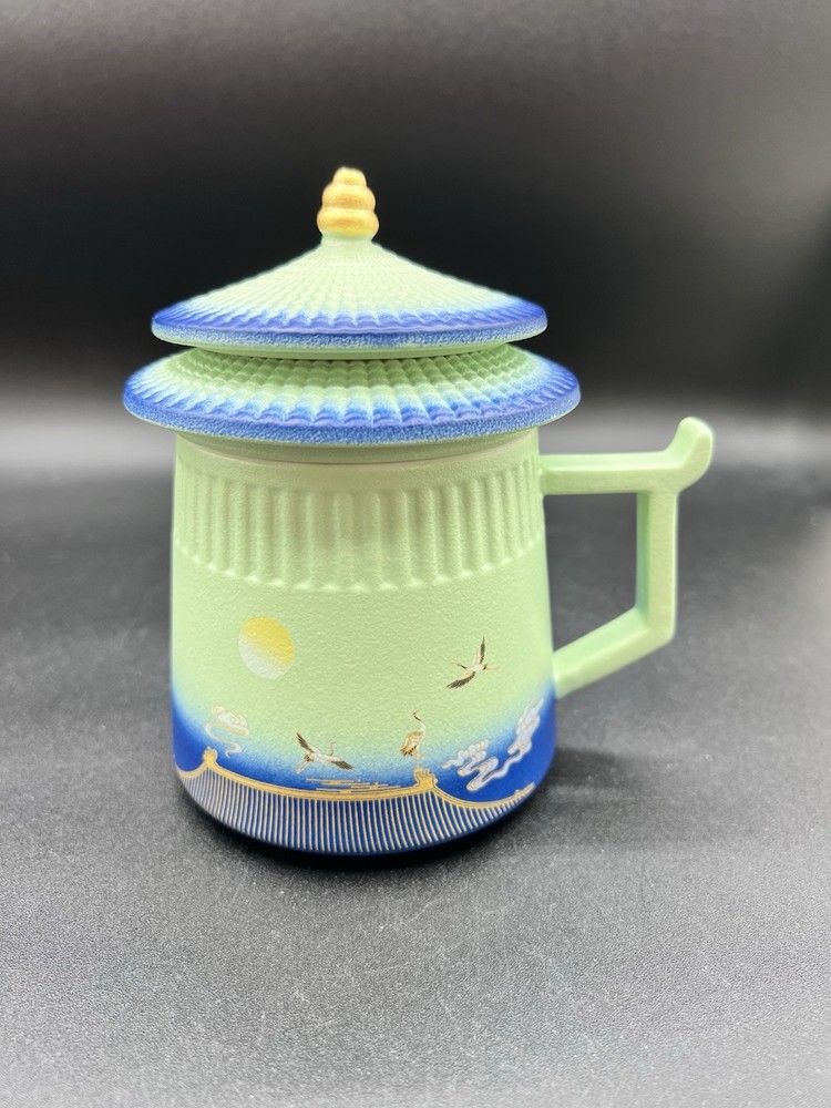 Ceramic Tea Cup With Tea Infuser, Lid, New