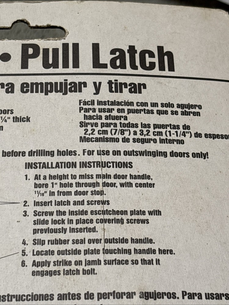 Vintage Ultra Hardware 47074 Push Pull Latch For Storm & Screen Doors White