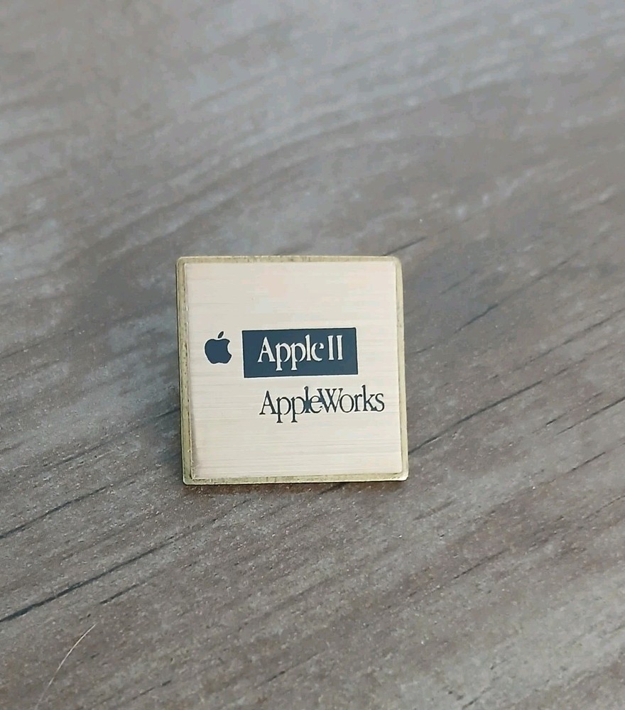 Vintage 1980's Apple Computer Pin, Apple II AppleWorks  (Office Suite Software)