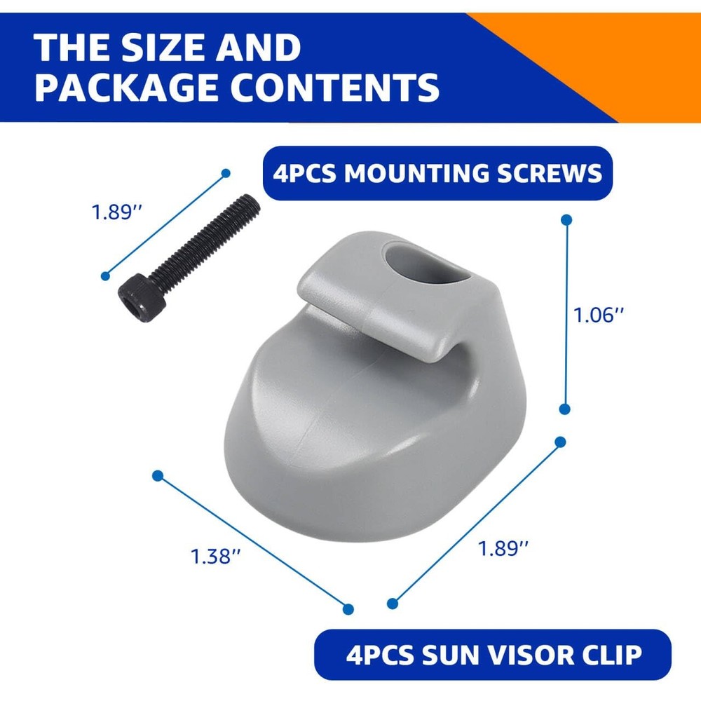 4PCS Sun Visor Clip Pair Gray Interior-Bone Compatible with Kenworth Peterbilt I