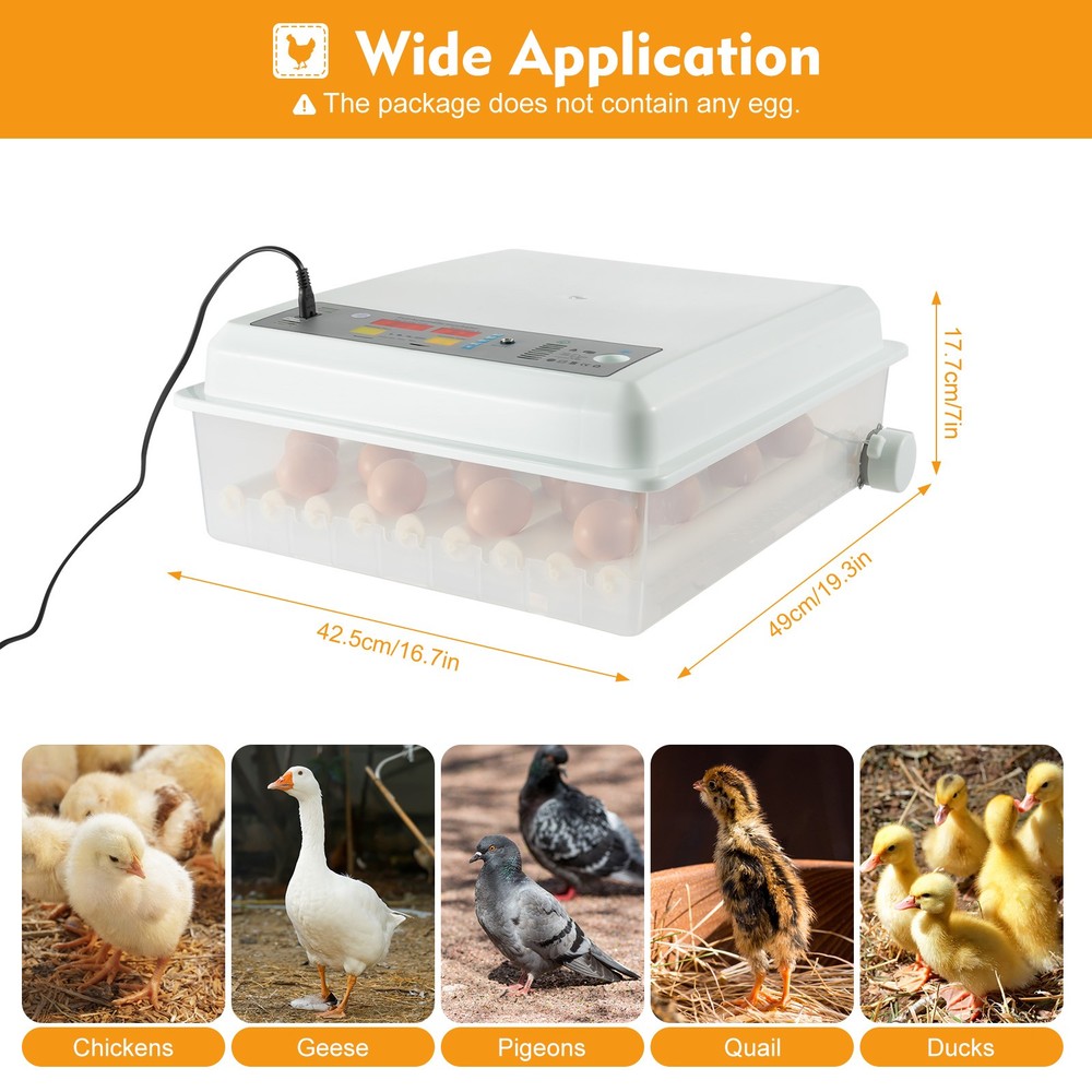 64 Eggs Incubator Digital Automatic Turning Hatcher Chicken Temperature Control