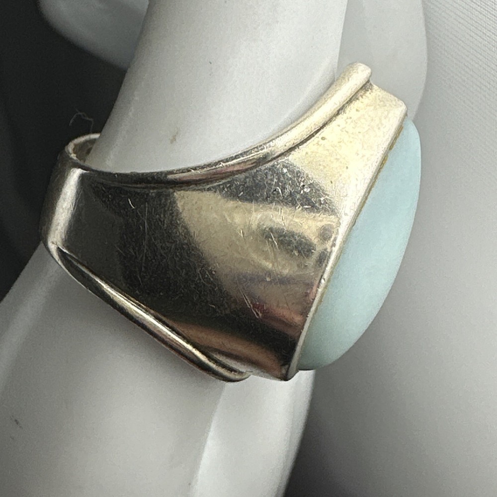 Beautiful sterling silver designer signed turquoise ring size 8