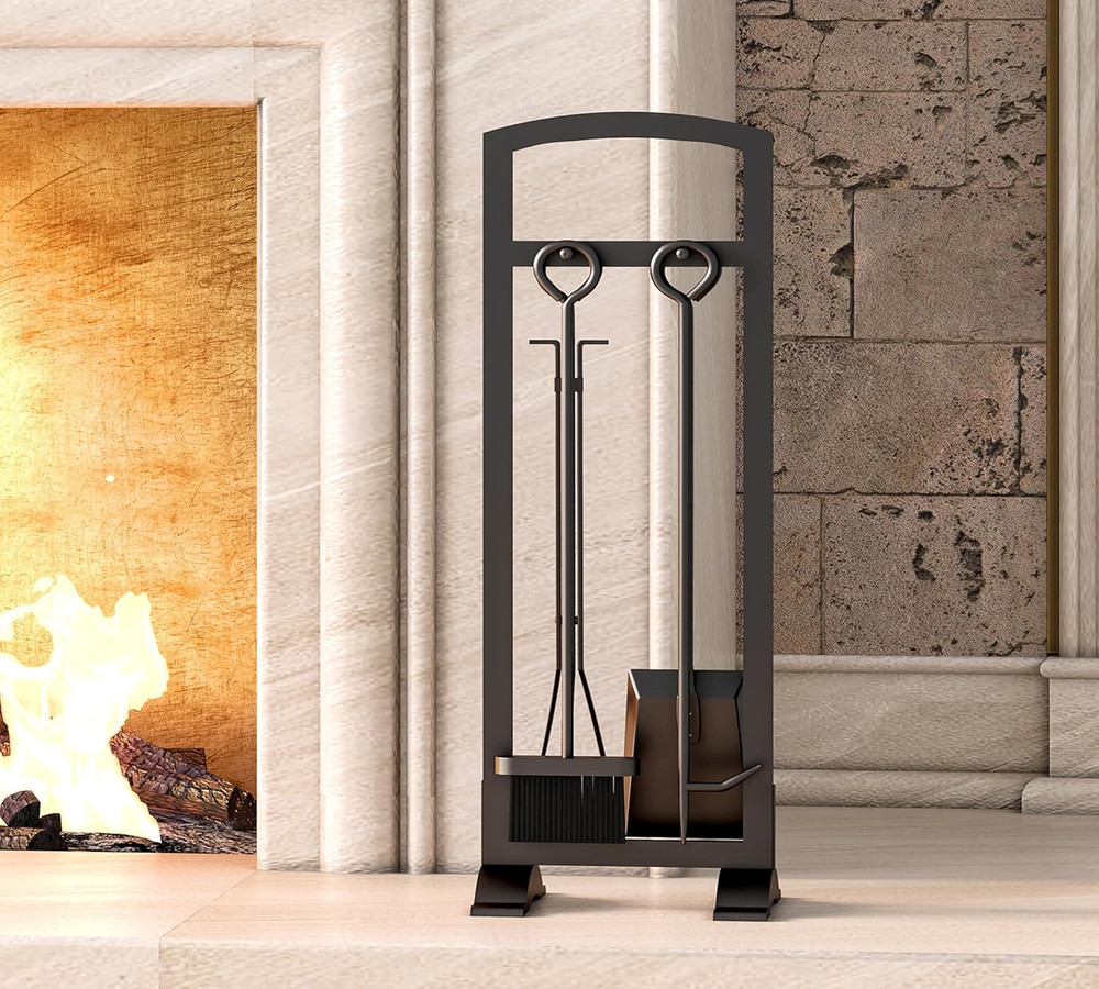 Compact 5-Piece Lightweight Fireplace Tool Set - Stylish Fire Pit Accessories