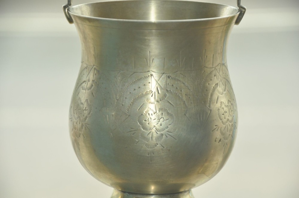 Vintage Brass Engraved Handcrafted Unique Shape Ice Cube Bucket/Box