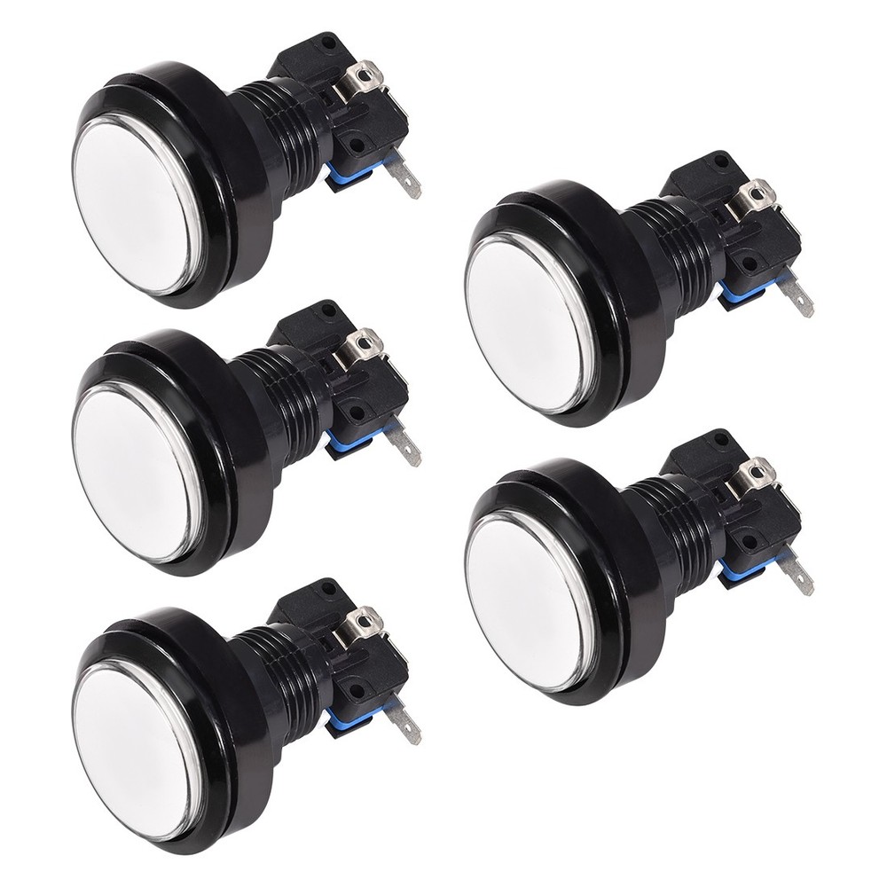 Game Push Button 46mm Round 12V LED Illuminated Push Button Switch White 5pcs