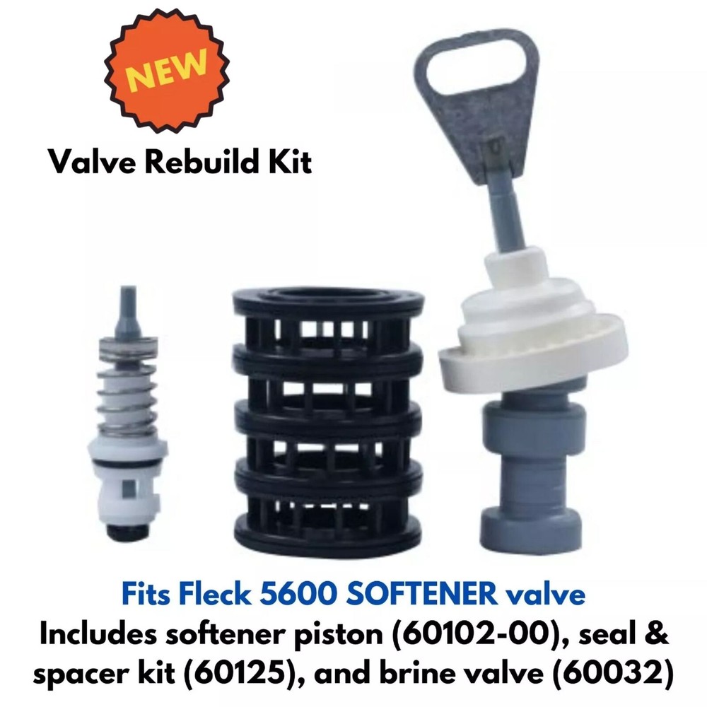Valve Rebuild Kit Piston Seals Spacers Brine Valve for Fleck 5600 Water Softener