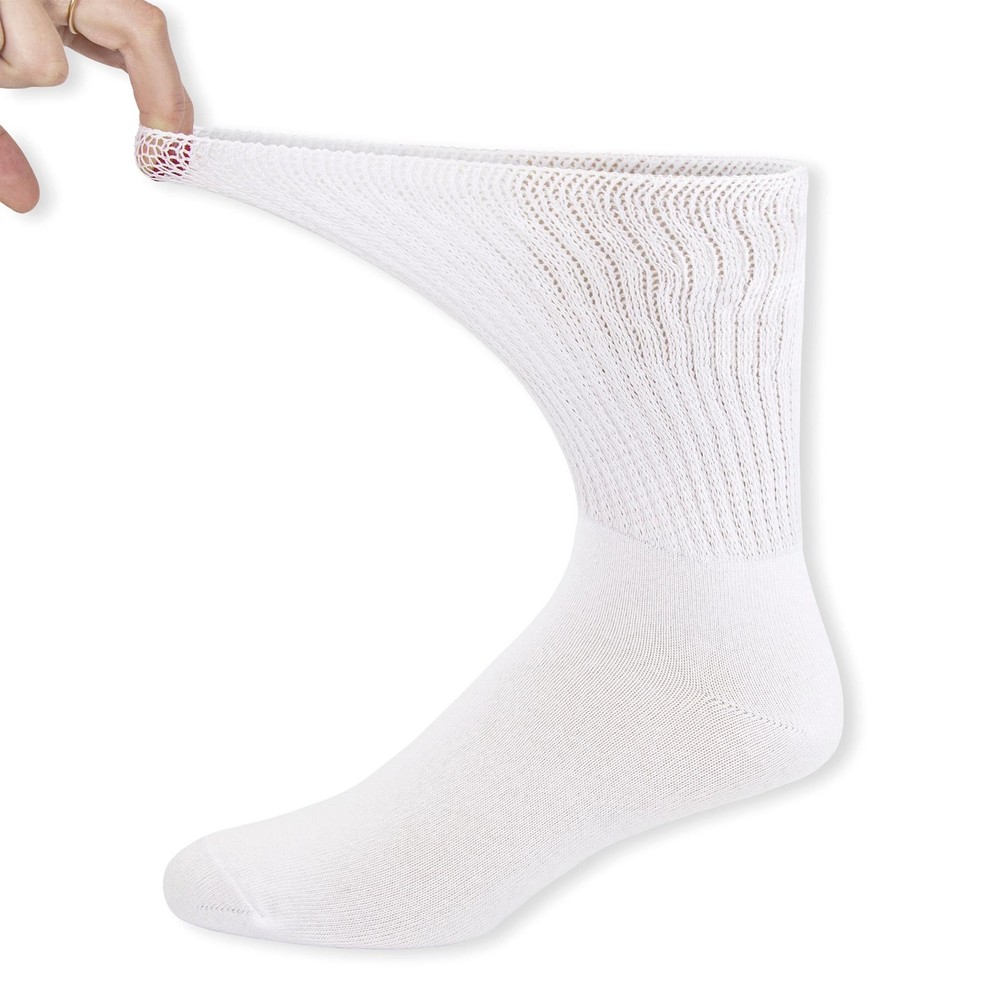 Thin Combed Cotton Diabetic Socks, Loose, Wide, Non-Binding Low-Crew Socks (Fits