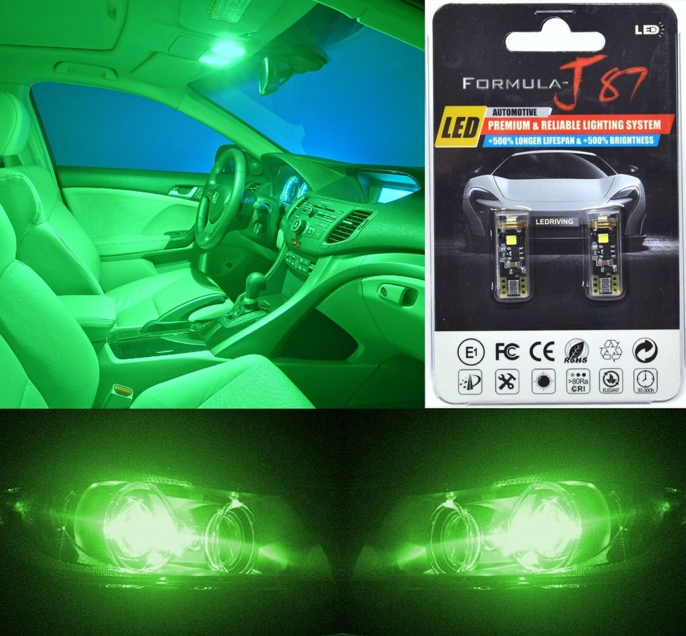 Canbus Error LED Light 168 Green Two Bulb License Plate Replacement JDM Show Use