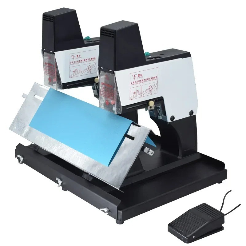 220V New ST105G Electric Stapler Double-Head Flat-Seam Saddle Stitching Stapler