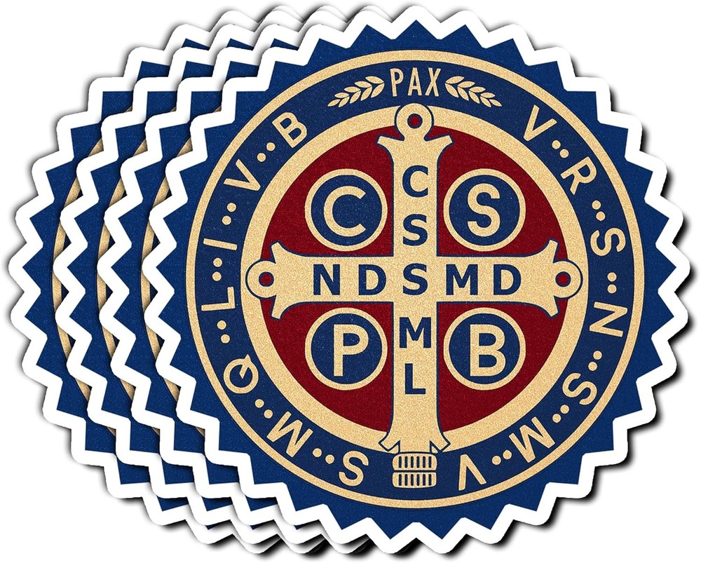 Pack 4PCS St Benedict Medal Catholic Stickers Christian Religious