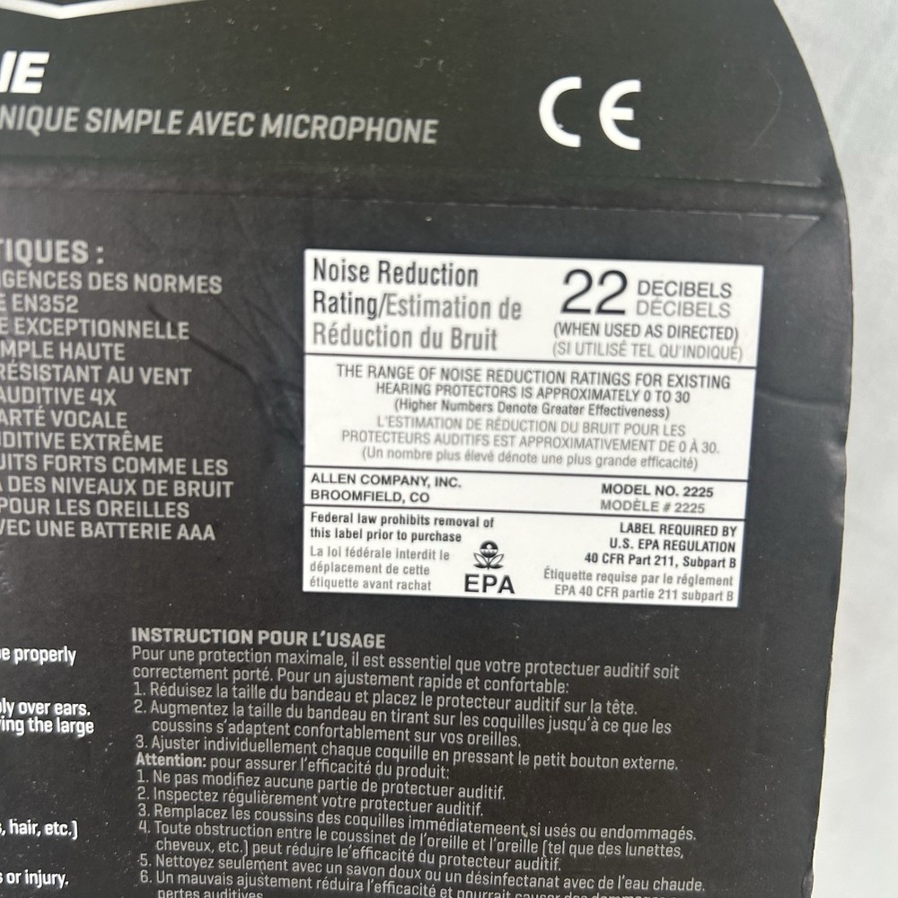 Allen NNR 22dB Single Microphone E-Muff