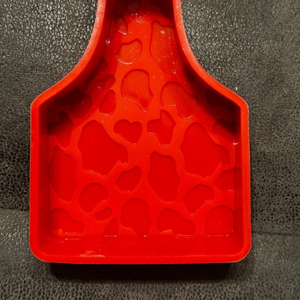 Dairy Cow Tag Silicone Freshie Mold – Red Apron Shape 🐄❤️
