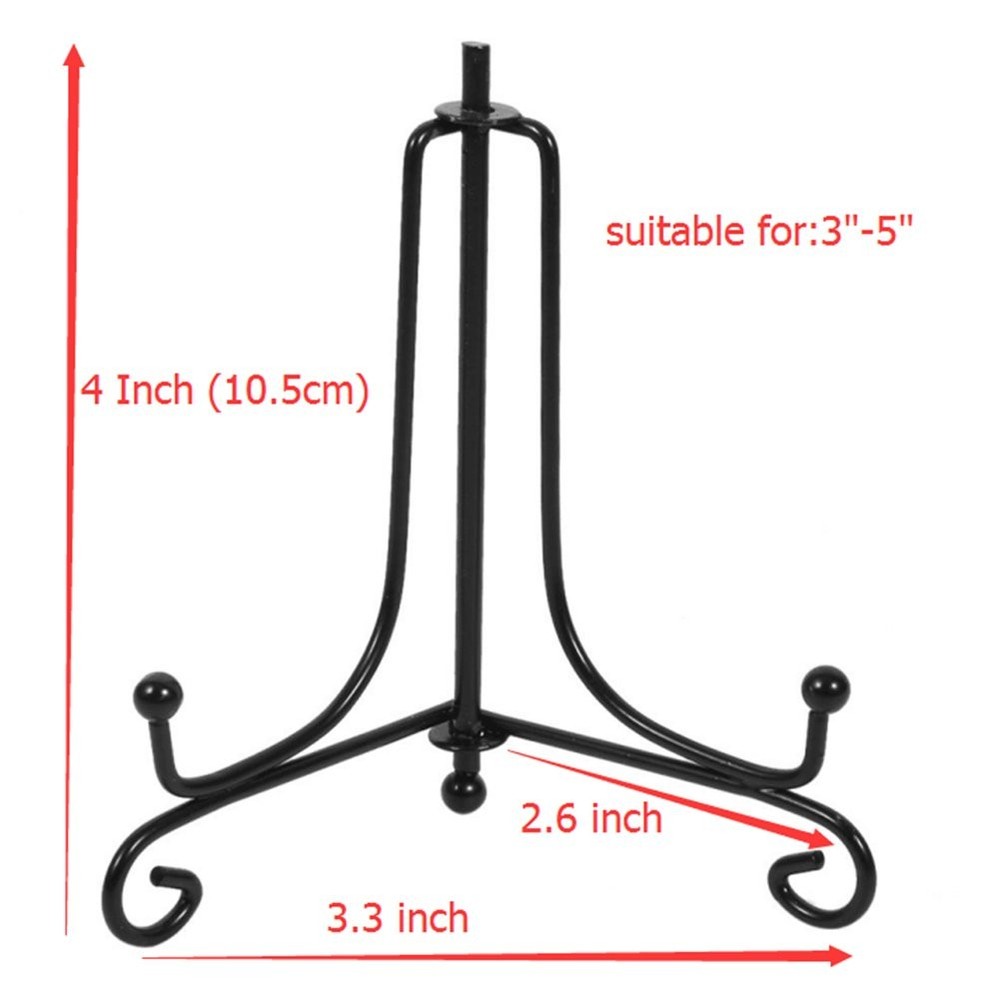 (2 pack) Iron Display Stand, Black Easel Plate 4 inch(2 pack),