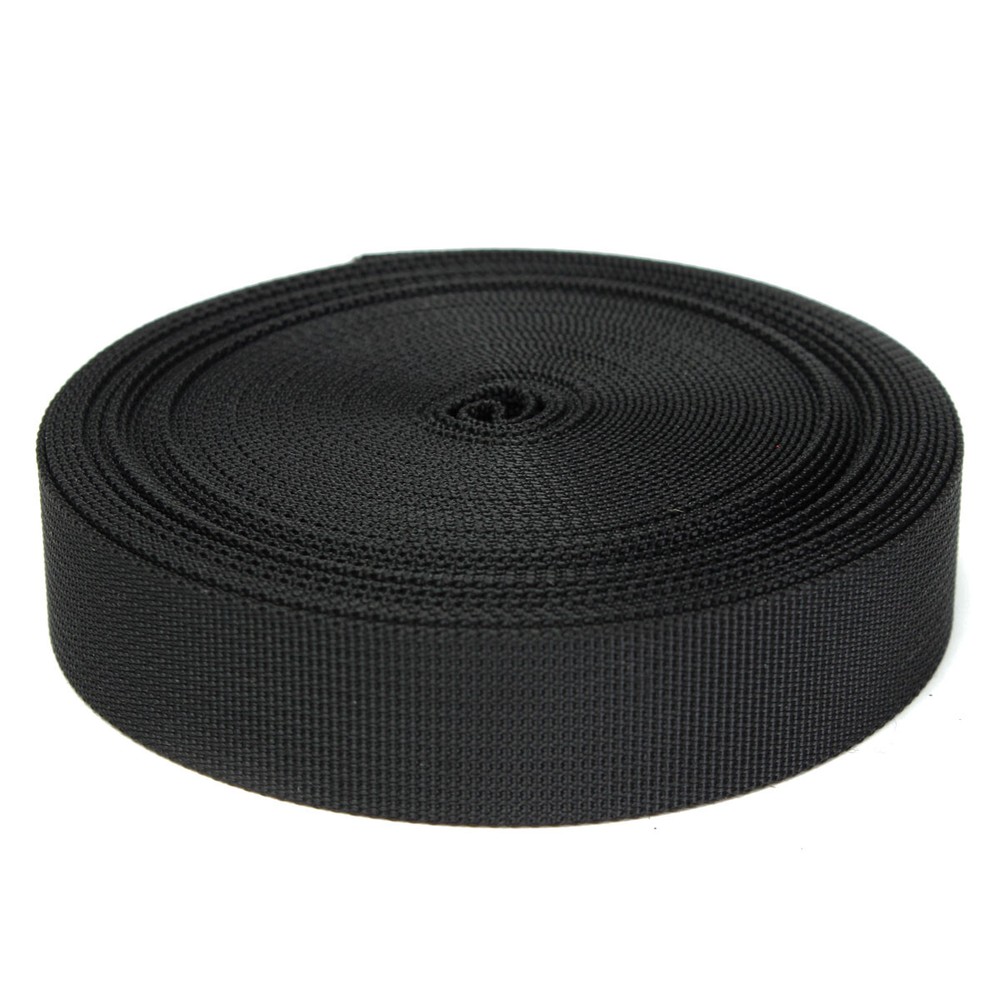 25mm Width Black Nylon Heavy Duty Polypropylene Webbing Strap 10M Tape Strapping