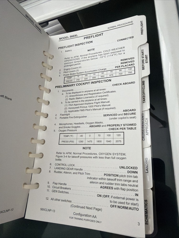 Cessna Citation Excel 560XL Pilot's Normal Procedures Checklist