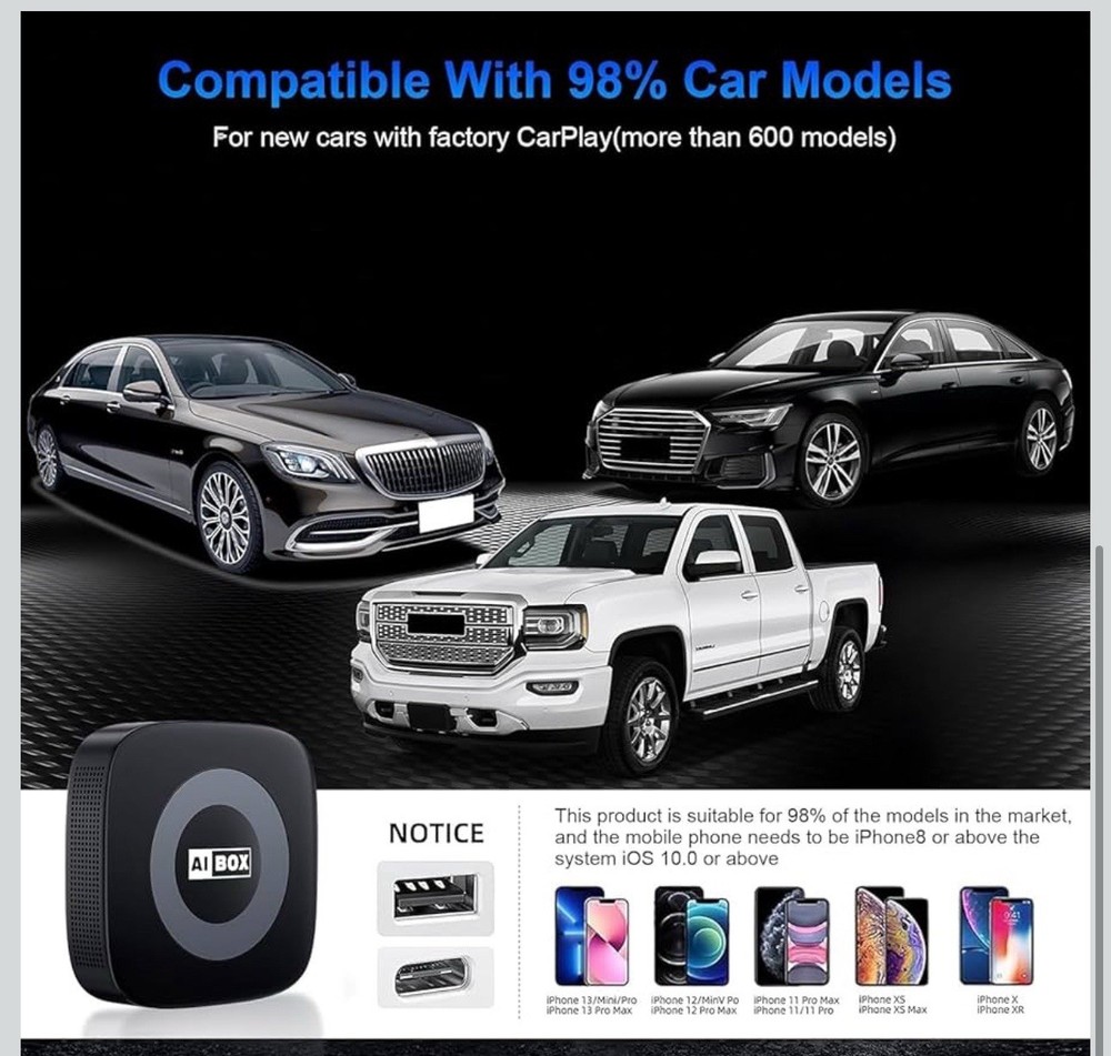 WHYBOX Wireless Carplay Adapter W/ Netflix/YouTube Ai Box for iPhone & Android