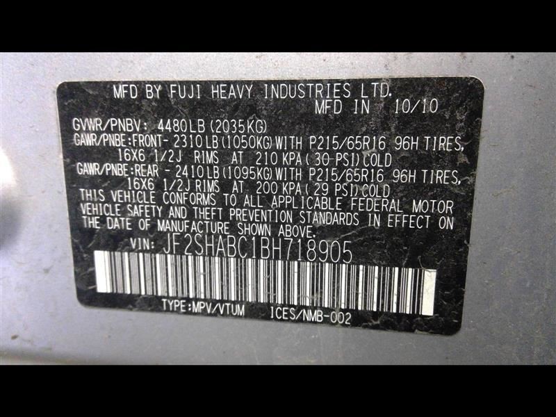 FORESTER 2011 Headrest 362176