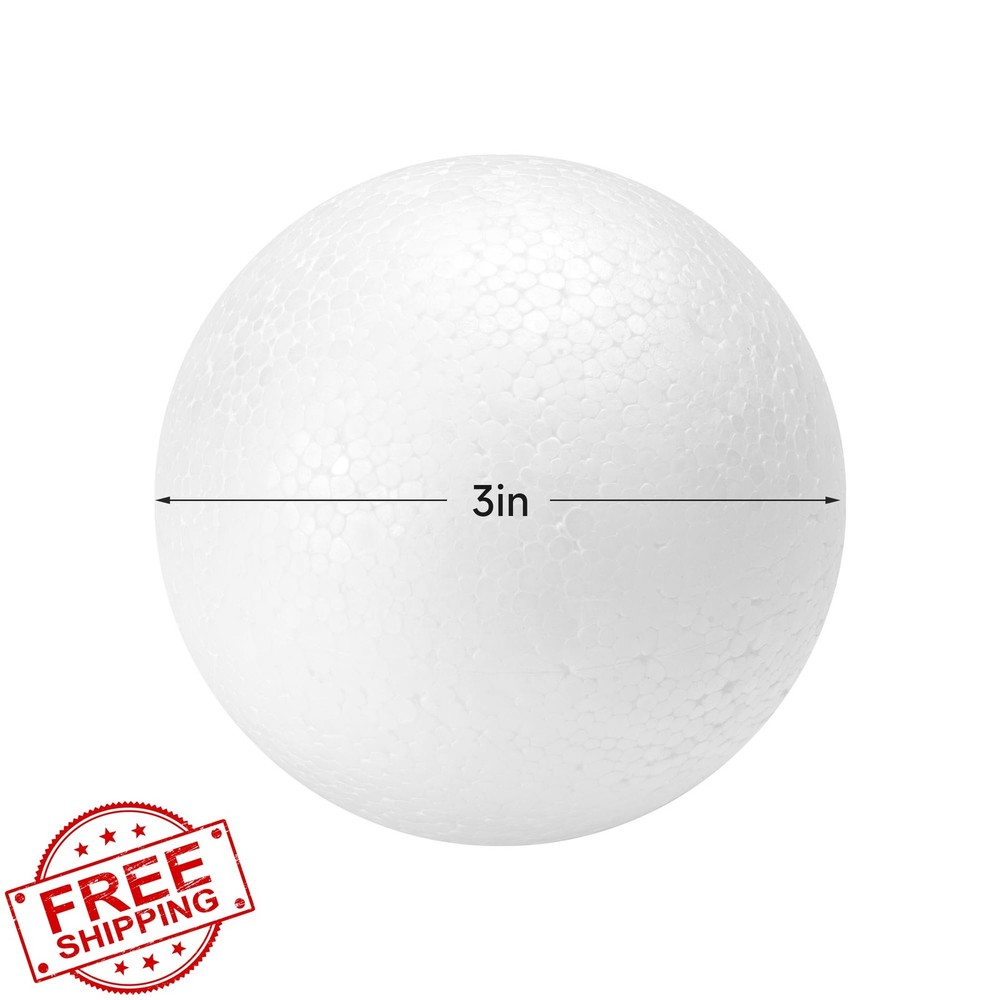 TFARC FOAM 3" Craft Foam Balls 5-Pack White Polystyrene