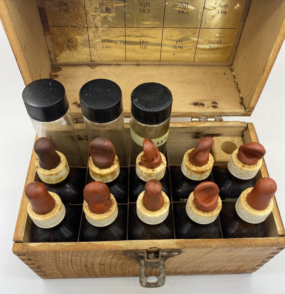 Vintage Co. Wooden Box, Water Testing Kit