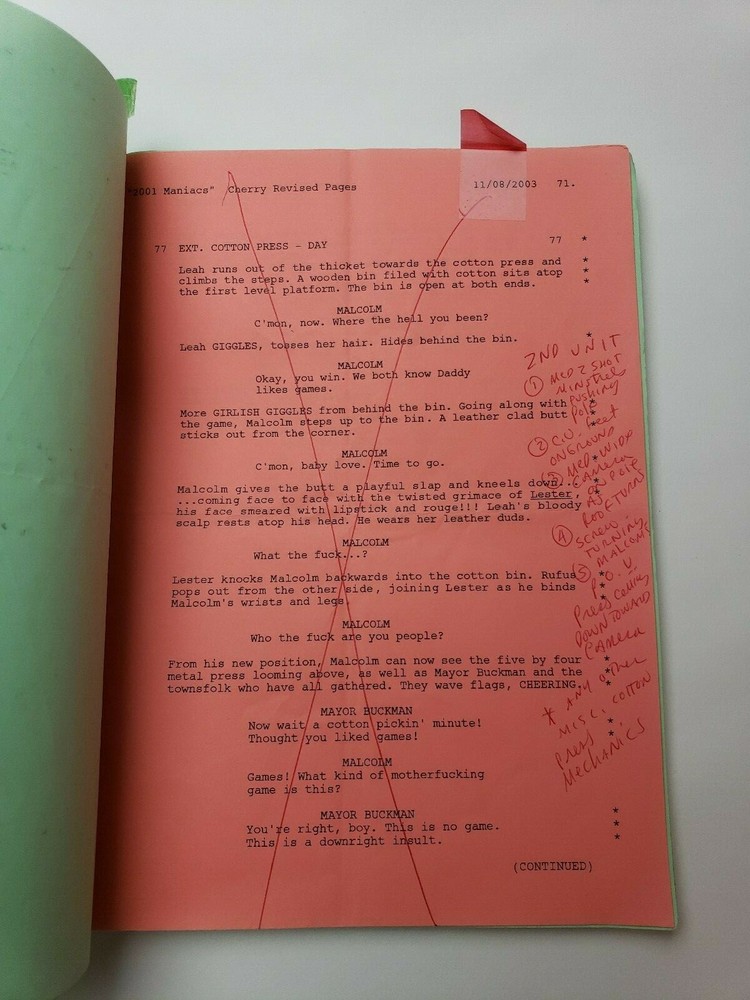2001 MANIACS / Tim Sullivan 2003 Screenplay, Robert Englund remote town Horror