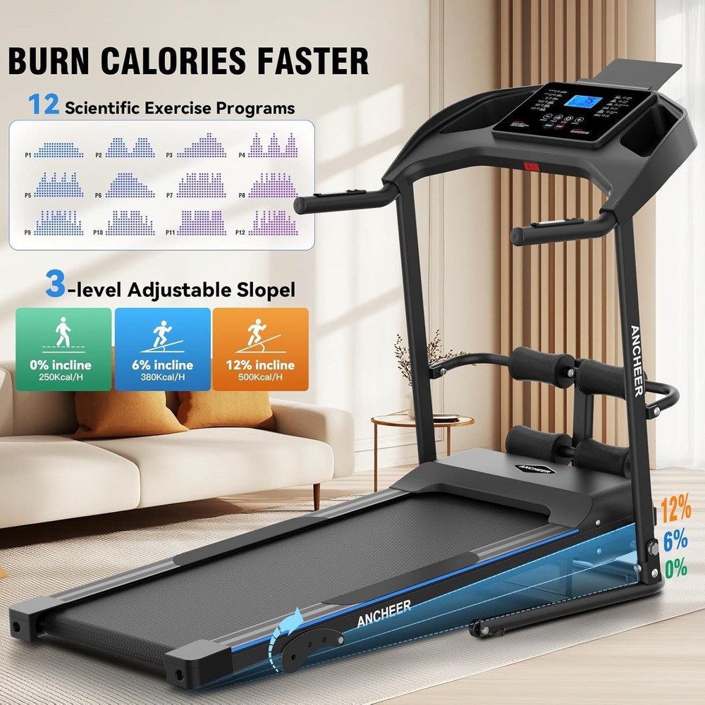 12% Incline Smart Treadmill Machine,Dual-Training Efficiency Treadmill Machine#