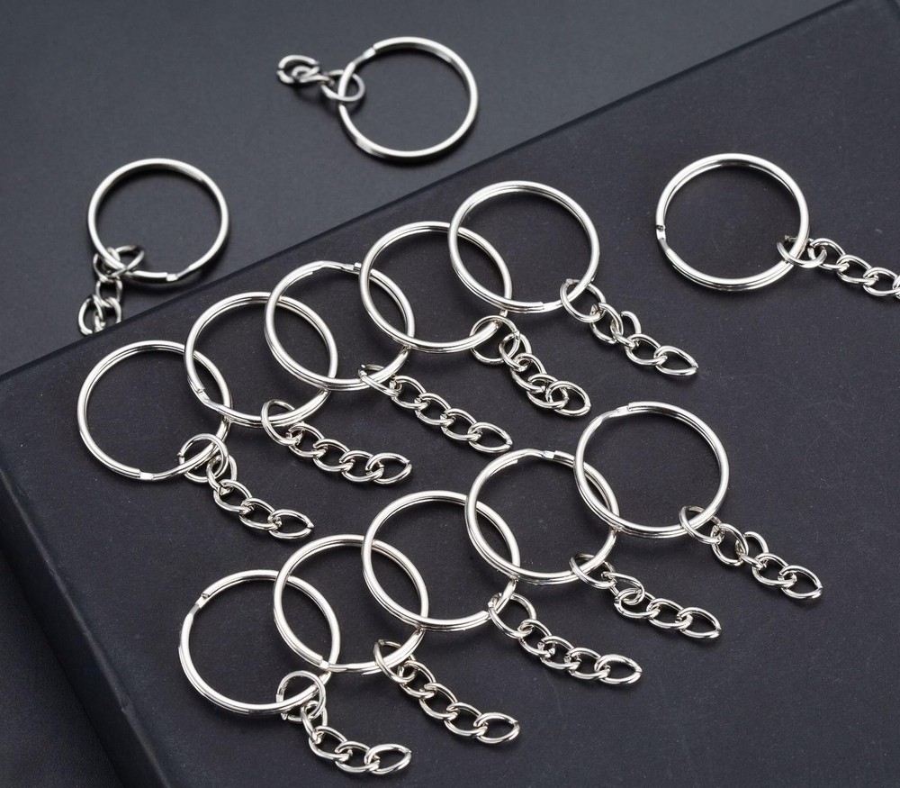 100Sets 1 inch Silver 1 keychain rings with open jump