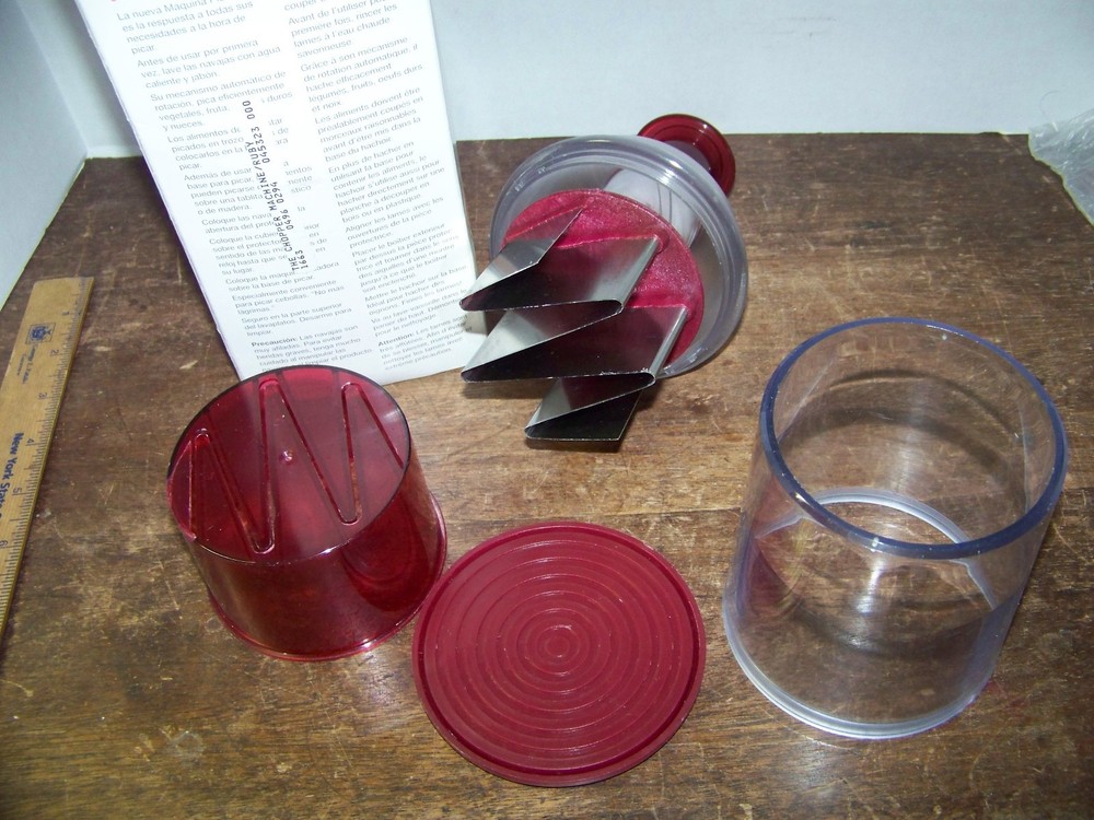 Vintage Tupperware The Chopper Machine Hand Chopper Ruby Red